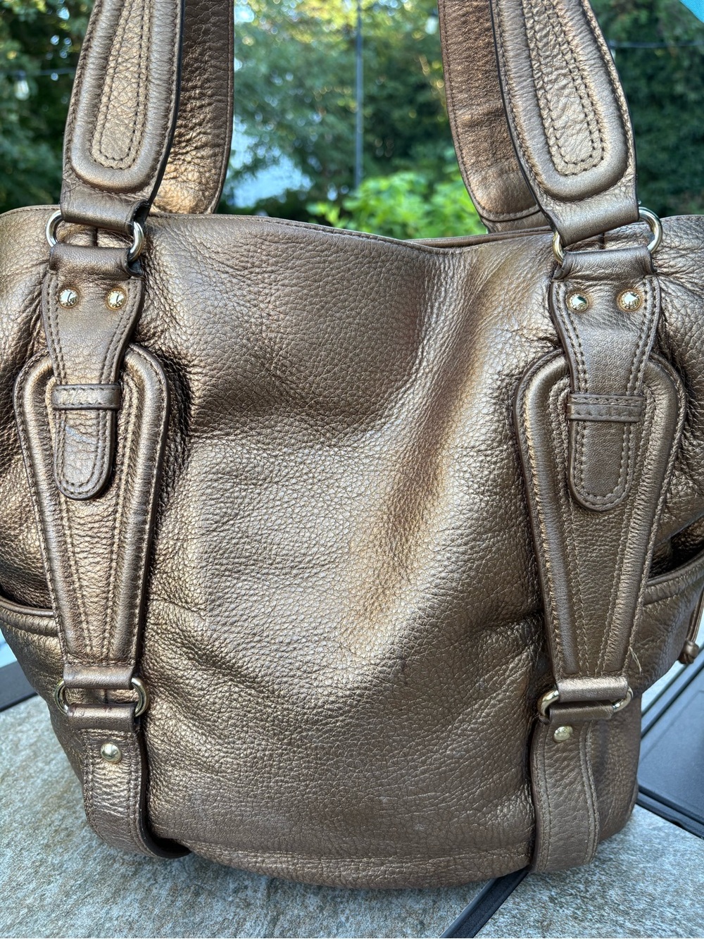Michael Kors Metallic Brown Leather Satchel - Picture 5 of 16